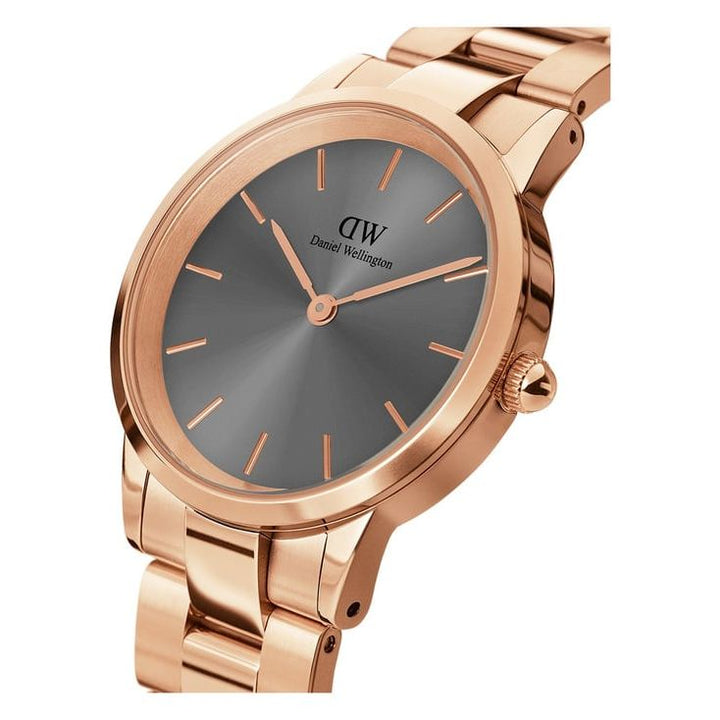 Iconic Unisex Grey Round Dial Analog Watch - DW00100332