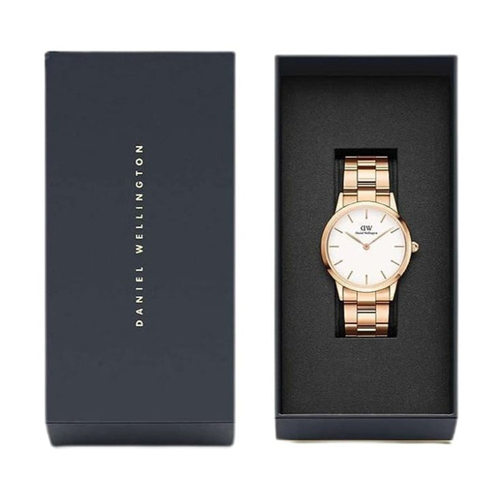 Iconic Unisex White Round Dial Analog Watch - DW00100209