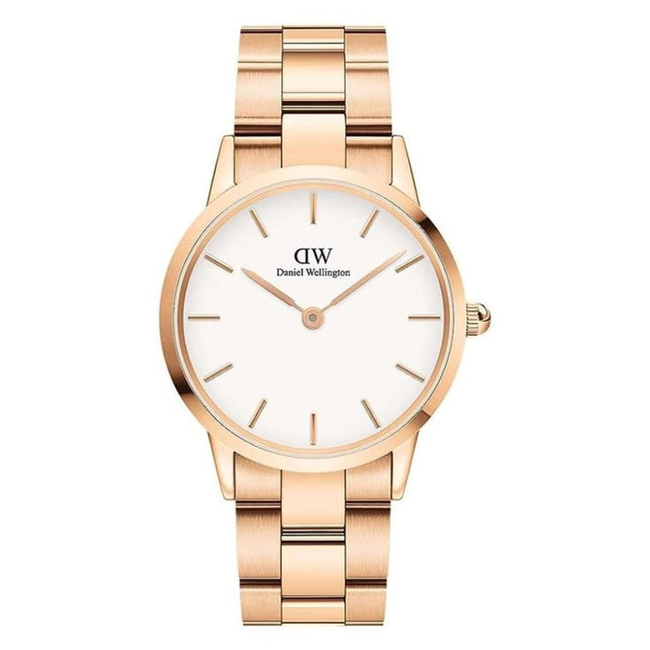 Iconic Unisex White Round Dial Analog Watch - DW00100209