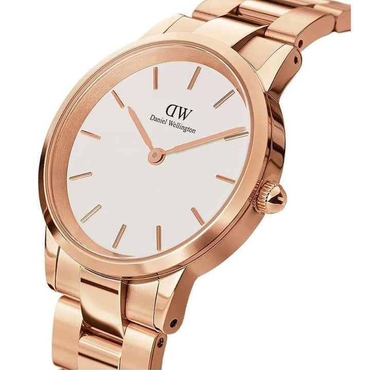 Iconic Unisex White Round Dial Analog Watch - DW00100209