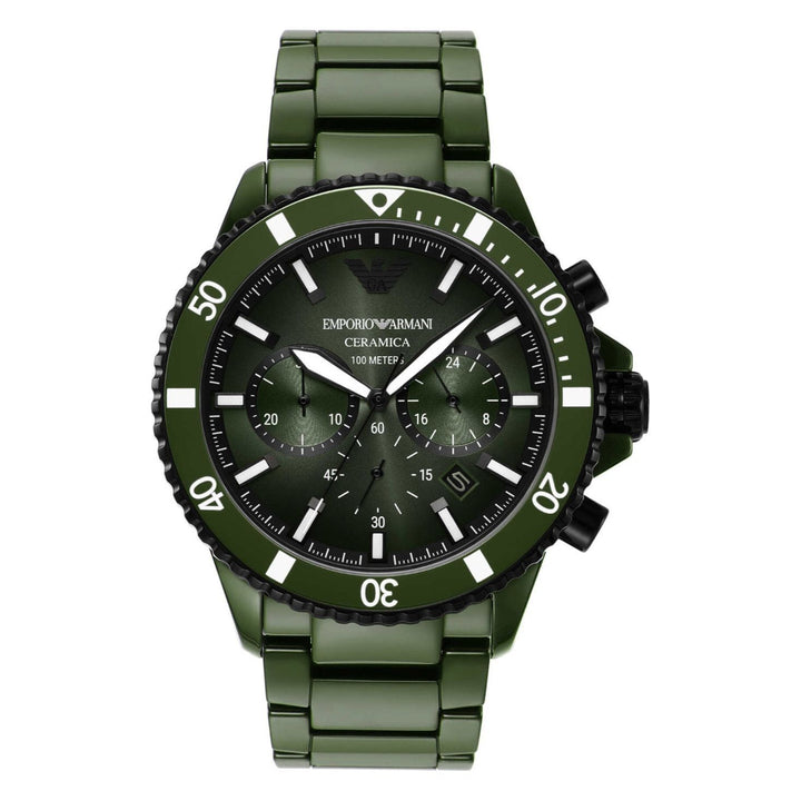 Emporio Armani Chronograph Green Ceramic Watch AR70011