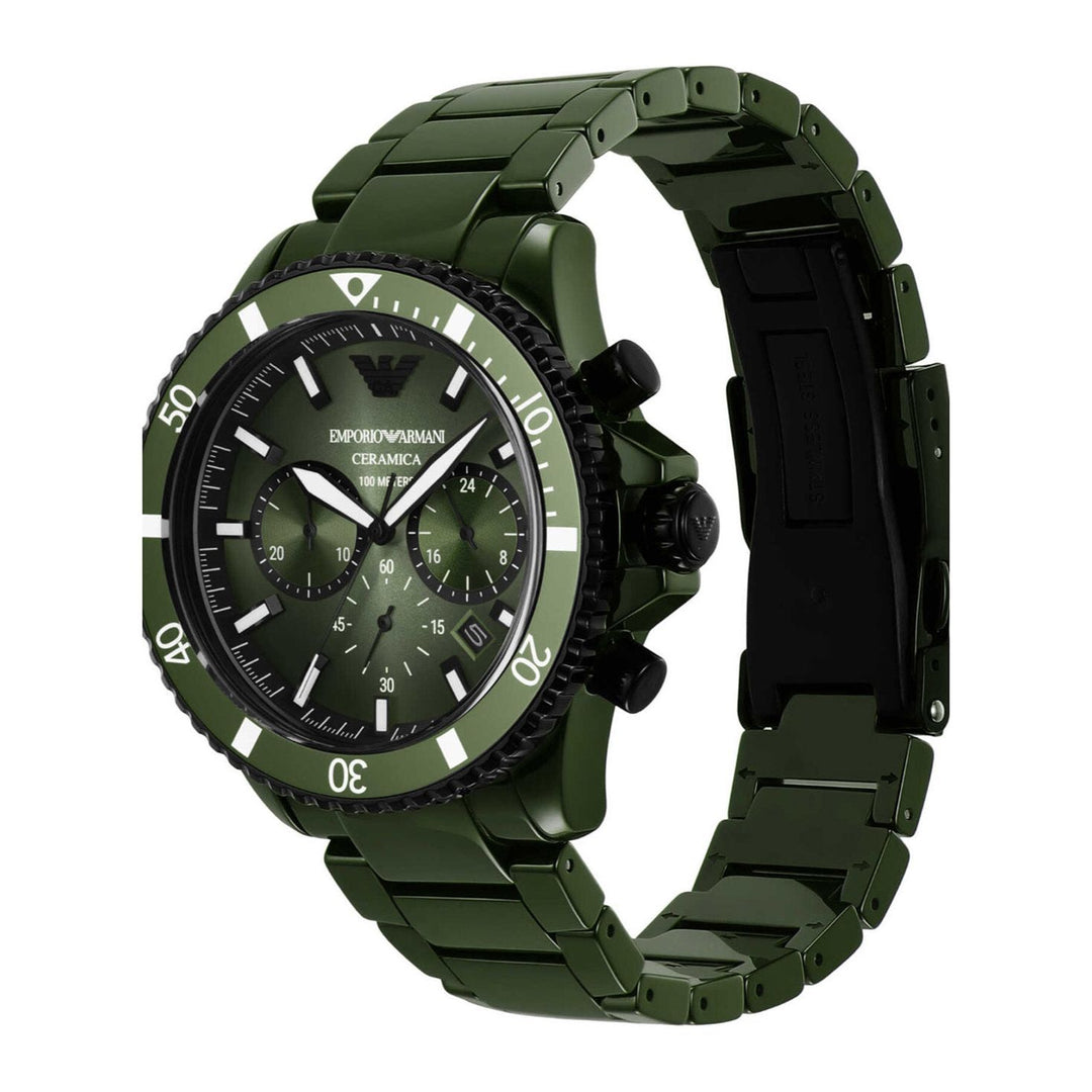 Emporio Armani Chronograph Green Ceramic Watch AR70011