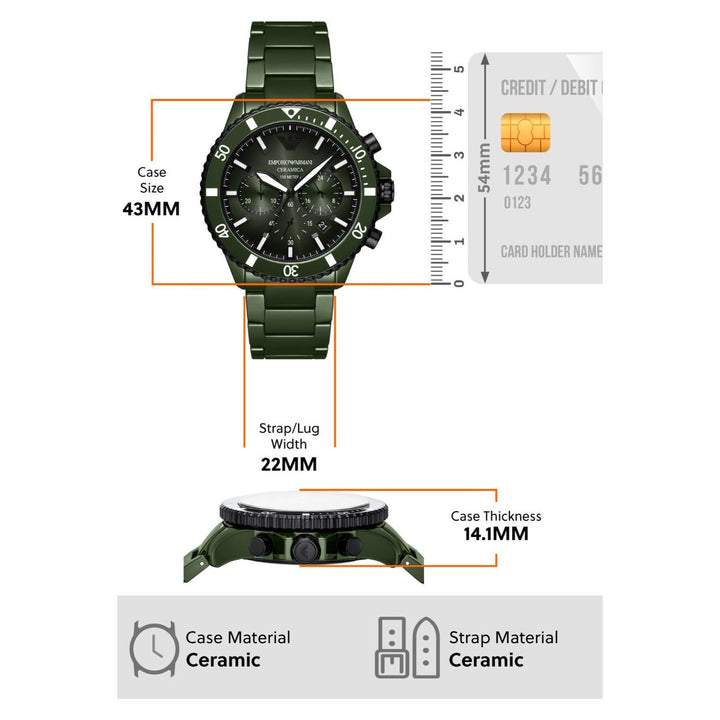 Emporio Armani Chronograph Green Ceramic Watch AR70011
