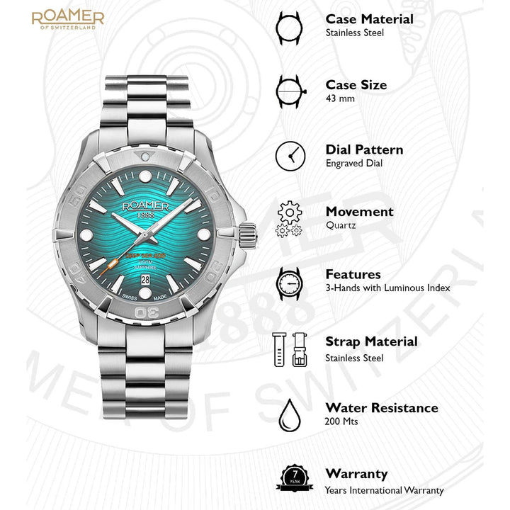 Roamer 860833 41 05 70 Deep Sea 200 Analog Watch for Men