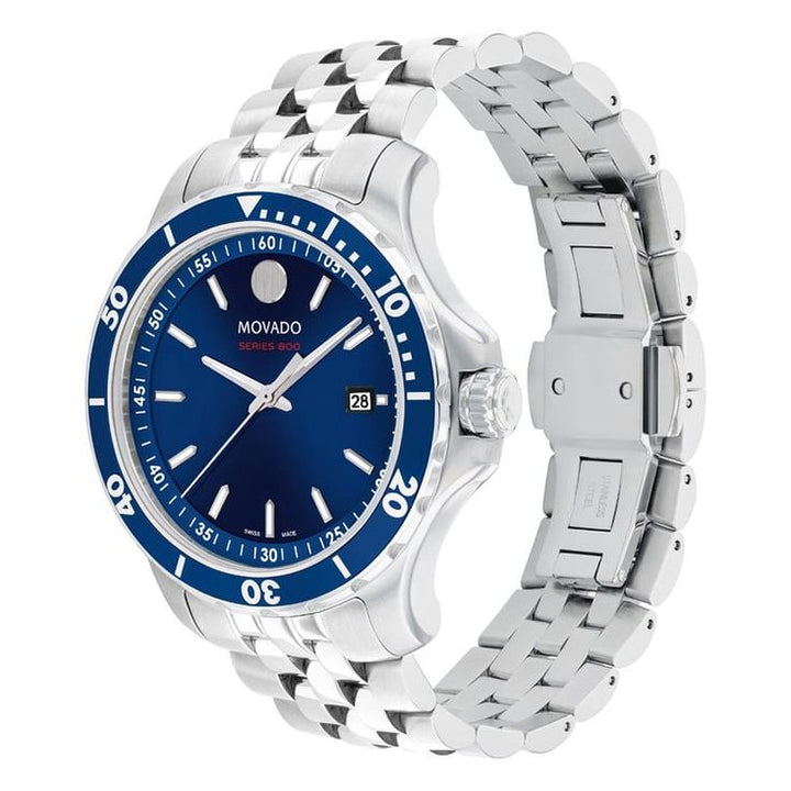 Movado Series 800 Swiss Qtz Blue Round Dial Men&