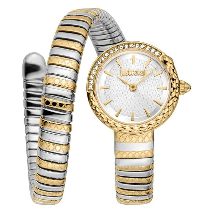 Just Cavalli Women's Cerchio Snake Analog Watch: Elegant Two-Tone Stainless Steel, Water Resistant