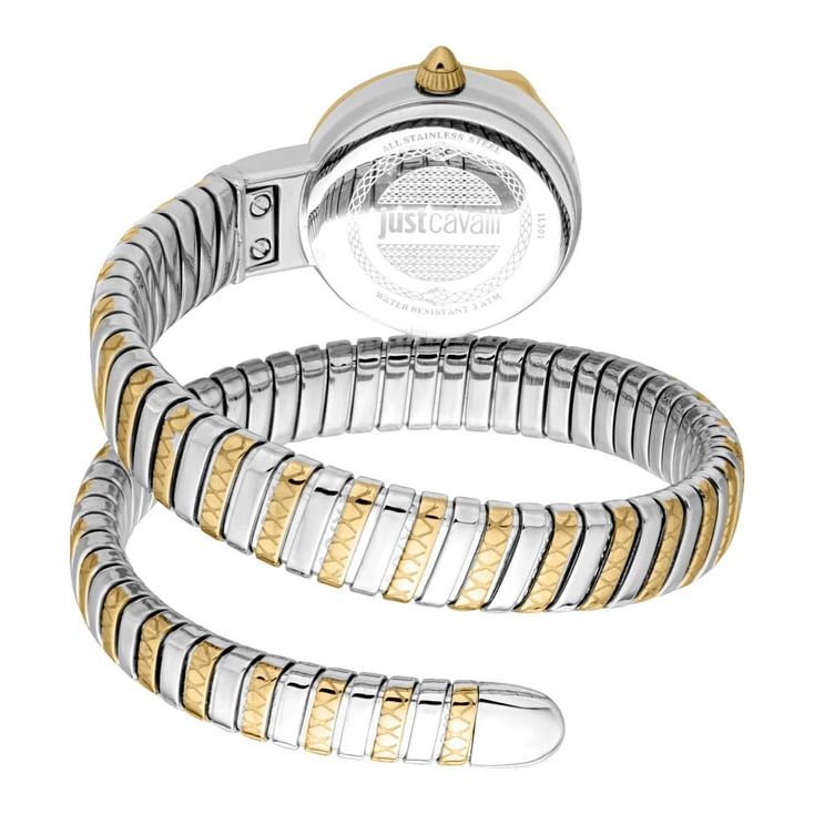 Just Cavalli Women's Cerchio Snake Analog Watch: Elegant Two-Tone Stainless Steel, Water Resistant