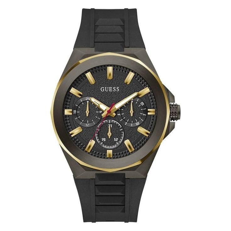 GUESS IMPRINT Men Black Round Dial Analog Watch W1161G2