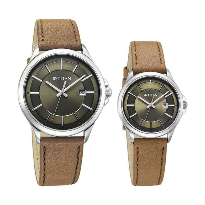 Titan 9401194211SL01 Modern Bandhan 7 Phase 1 Analog Couple Watch