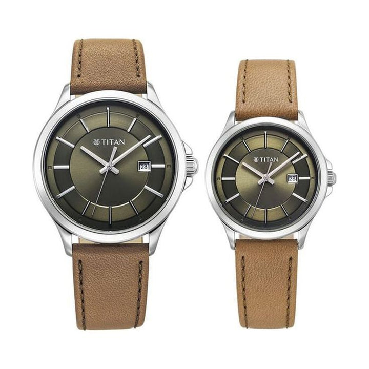 Titan 9401194211SL01 Modern Bandhan 7 Phase 1 Analog Couple Watch