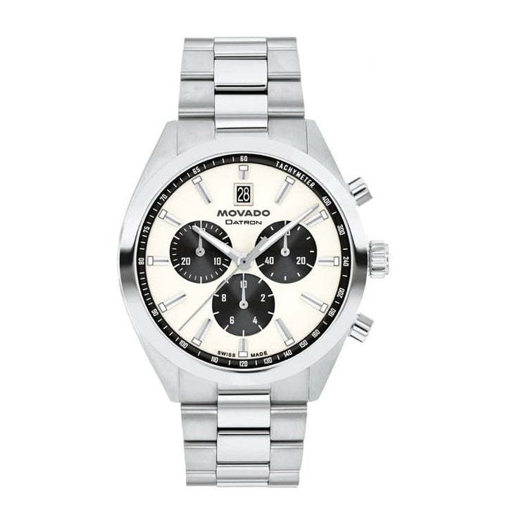 Datron Chronograph Swiss Qtz Chrono Ivory Round Dial Men's Watch - 3650197