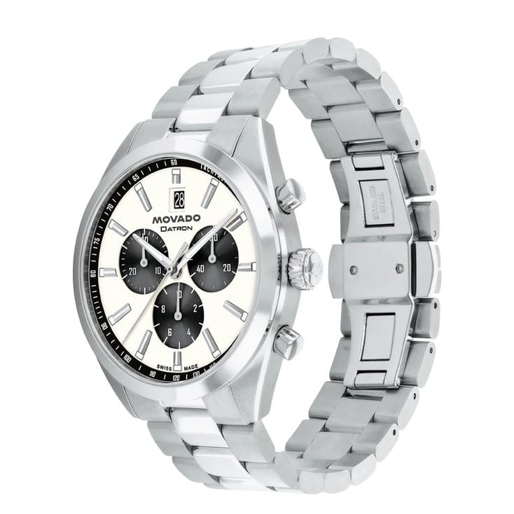 Datron Chronograph Swiss Qtz Chrono Ivory Round Dial Men's Watch - 3650197