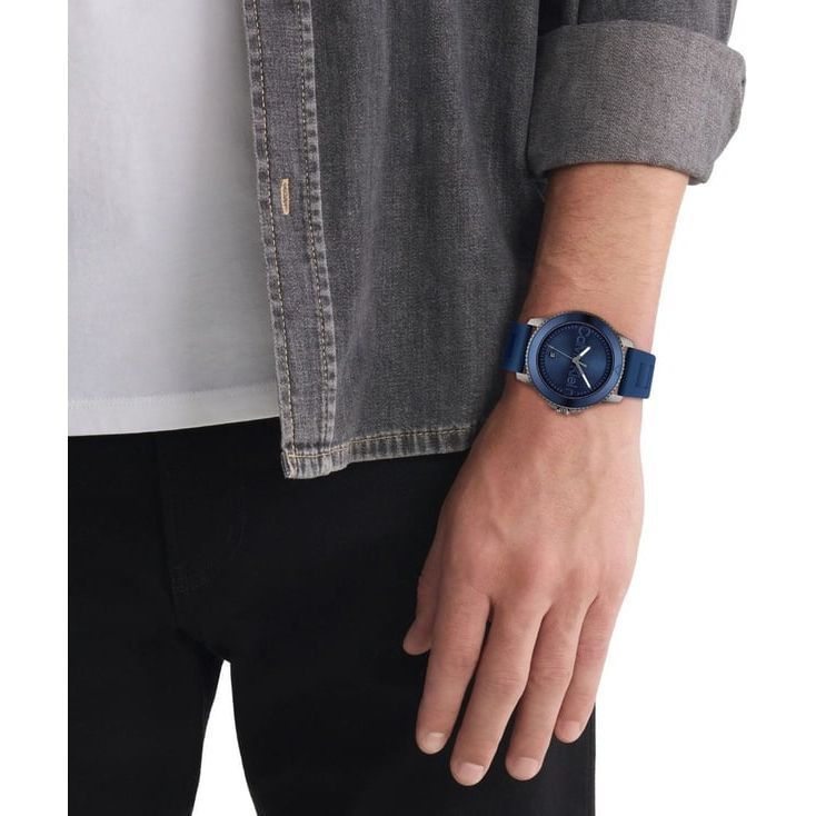 CALVIN KLEIN Men Aqueous Quartz Date