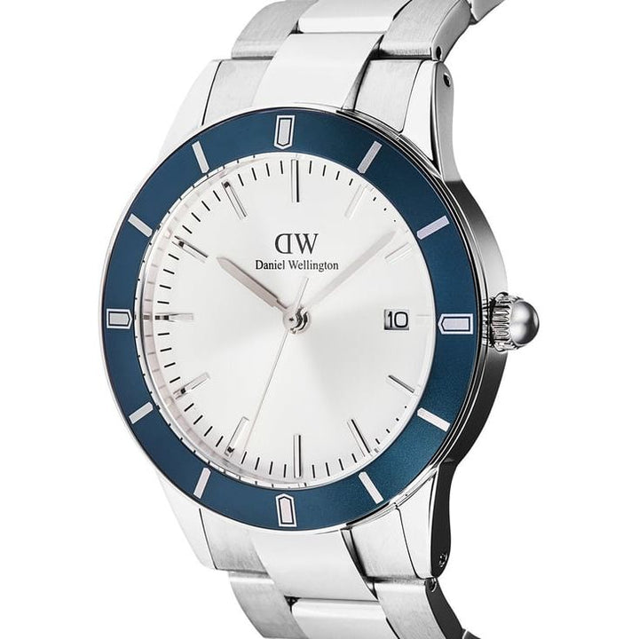 Index Bezel Silver White Sunray Round Dial Analogue Men Watch - DW00100818K