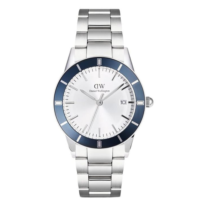 Index Bezel Silver White Sunray Round Dial Analogue Men Watch - DW00100818K