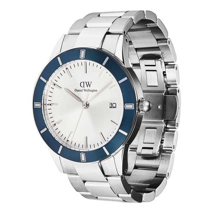 Index Bezel Silver White Sunray Round Dial Analogue Men Watch - DW00100818K