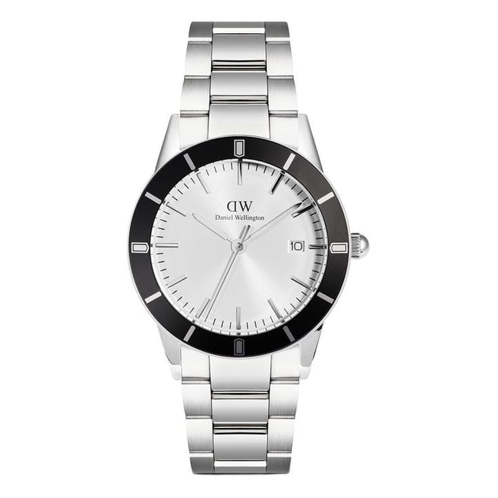Index Bezel Silver White Sunray Round Dial Analogue Men Watch - DW00100819K