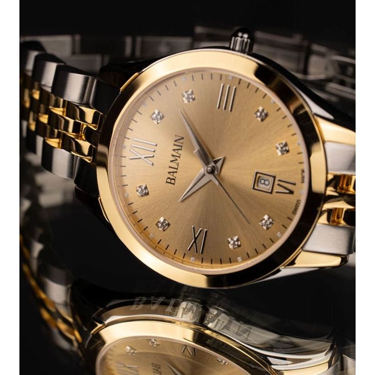 Balmain Classic R Swiss Quartz Women's Watch: 30mm Steel, MOP Dial, Diamond Accents