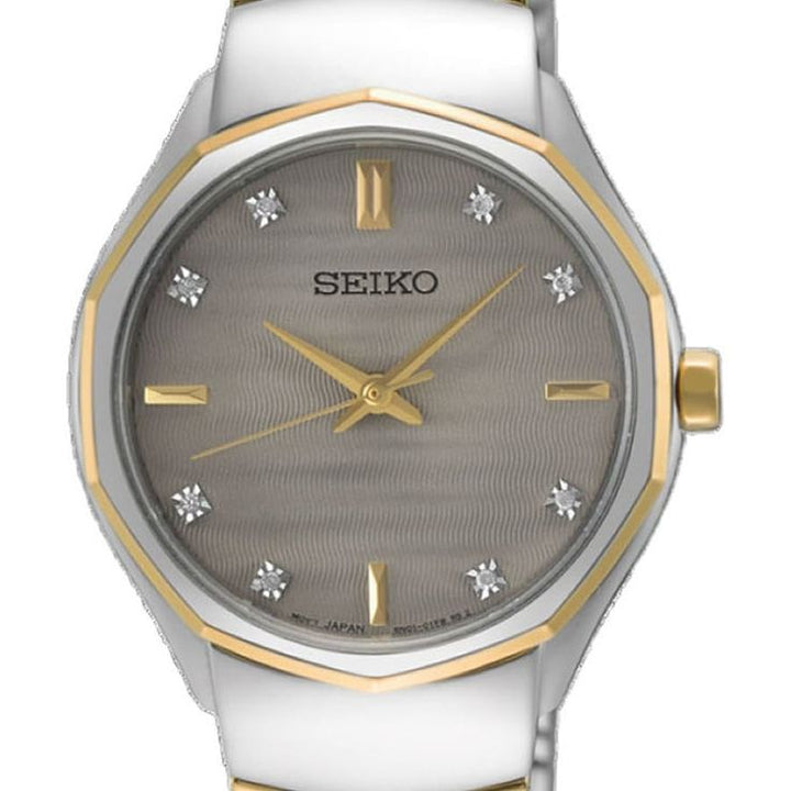 Seiko Classic Quartz Stainless Steel Women's Watch Diamond Indices SUR616P1