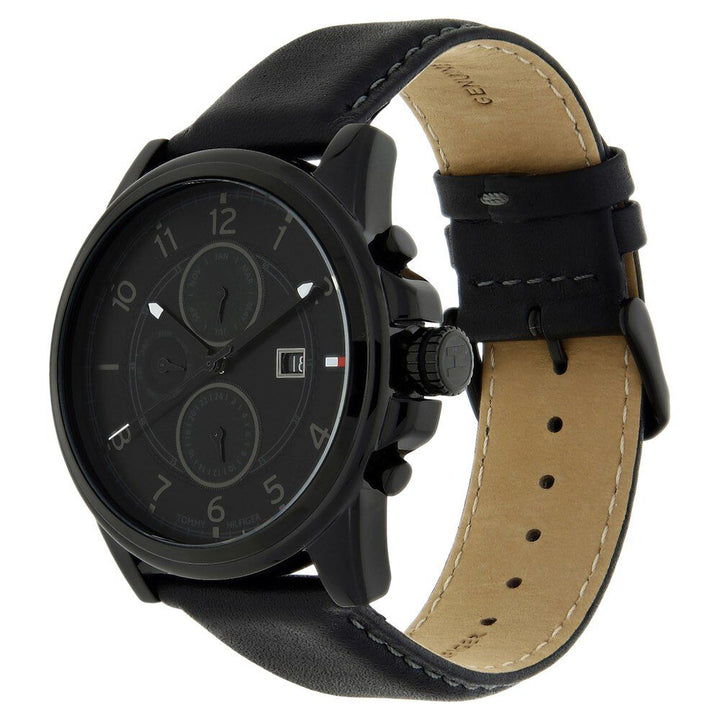 Tommy Hilfiger Quartz Chronograph Black Dial Leather Strap Watch for Men-NCTH1710295