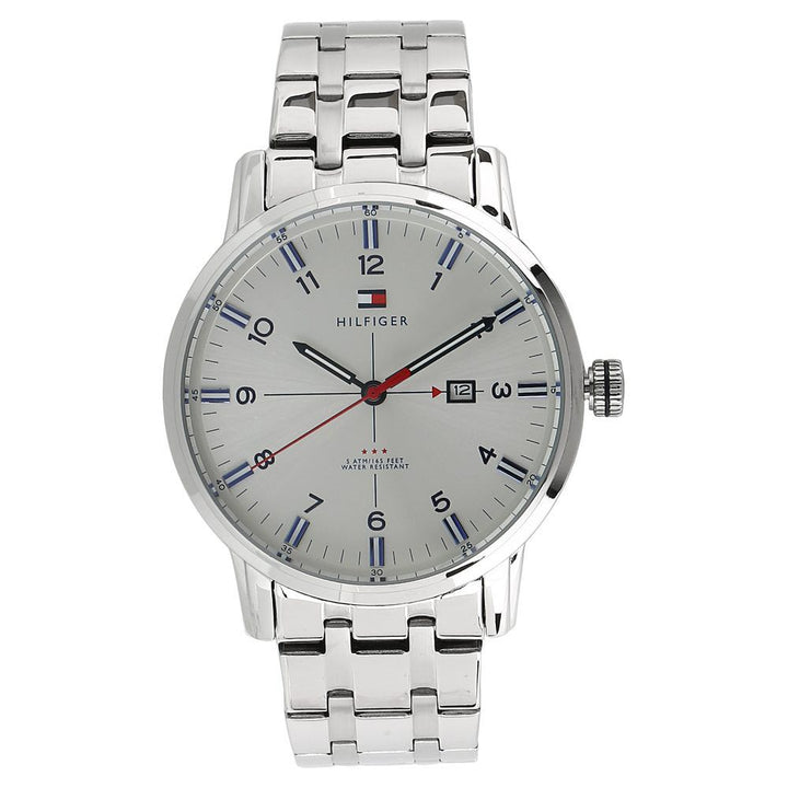 Tommy Hilfiger Quartz Analog with Date White Dial Stainless Steel Strap Watch for Men-NATH1710327
