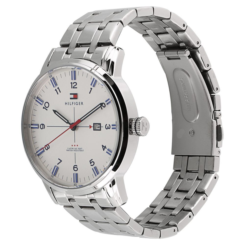 Tommy Hilfiger Quartz Analog with Date White Dial Stainless Steel Strap Watch for Men-NATH1710327