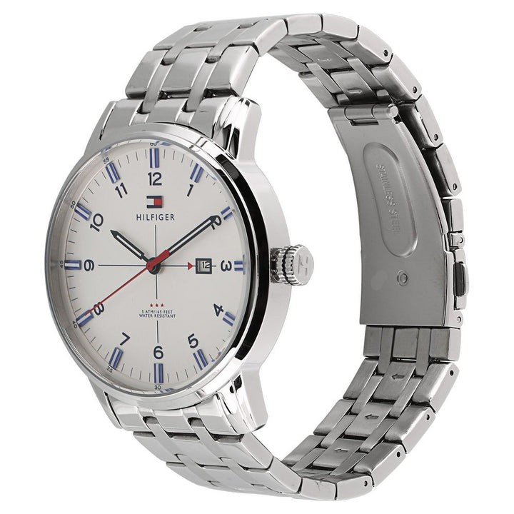 Tommy Hilfiger Quartz Analog with Date White Dial Stainless Steel Strap Watch for Men-NATH1710327