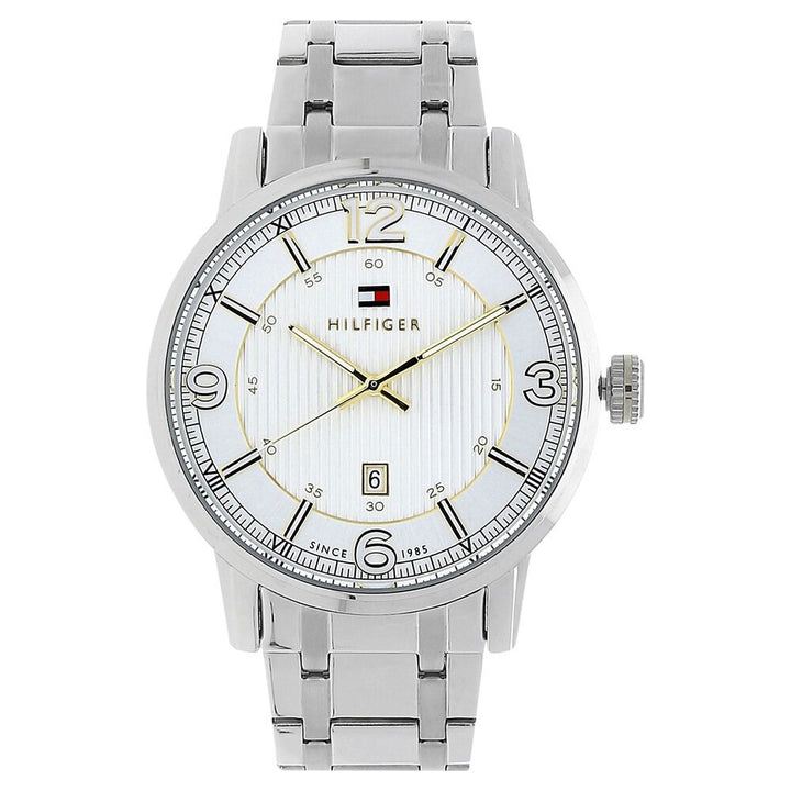 Tommy Hilfiger Quartz Analog White Dial Metal Strap Watch for Men-NCTH1710344