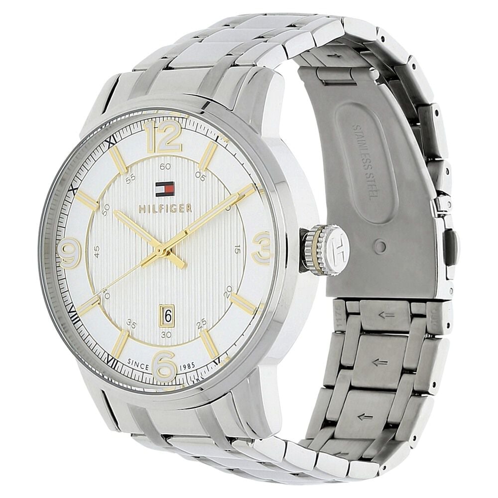 Tommy Hilfiger Quartz Analog White Dial Metal Strap Watch for Men-NCTH1710344