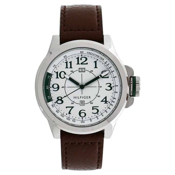 Tommy Hilfiger Quartz Multifunction White Dial Leather Strap Watch for Men-NATH1790858J