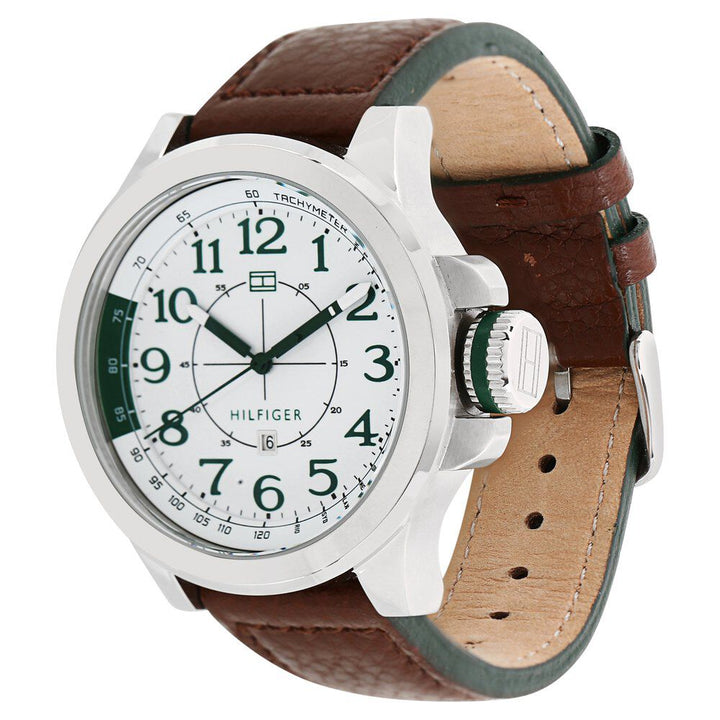 Tommy Hilfiger Quartz Multifunction White Dial Leather Strap Watch for Men-NATH1790858J