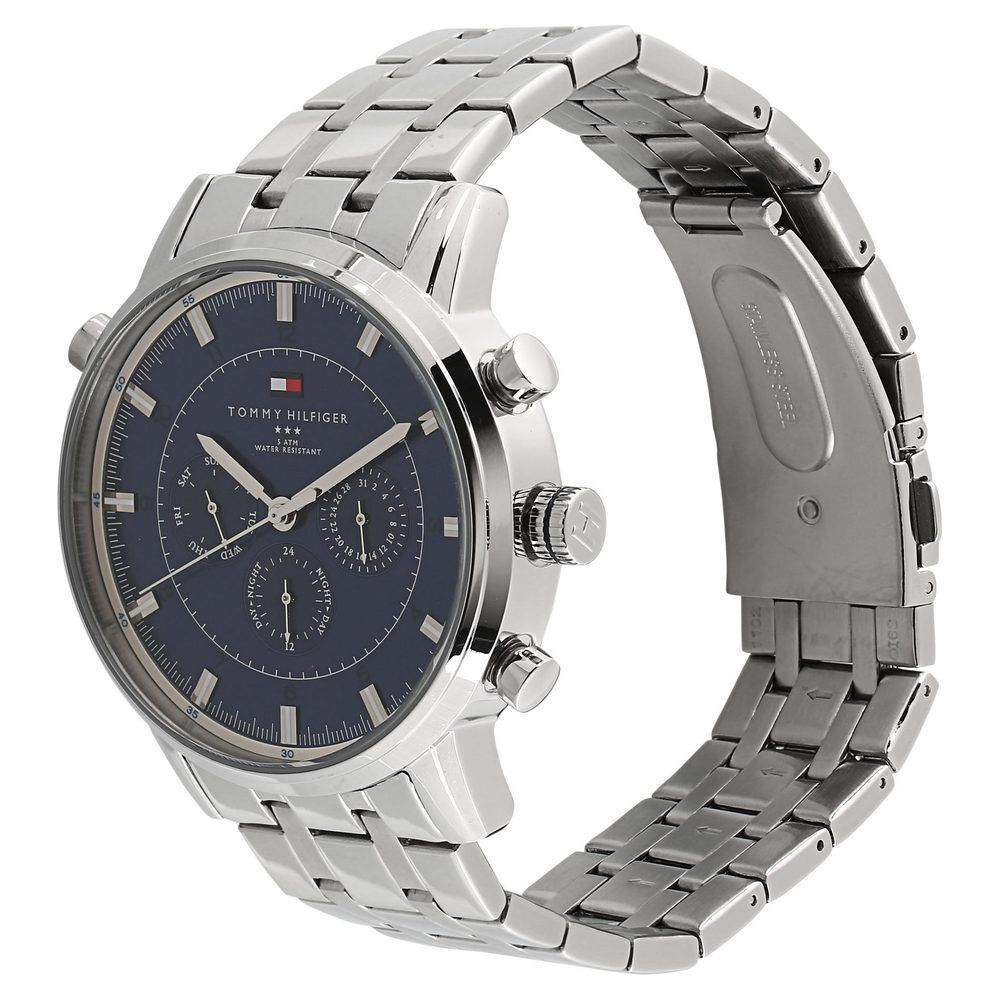 Tommy Hilfiger Quartz Analog with Day and Date Grey Dial Metal Strap Watch for Men-NCTH1790876