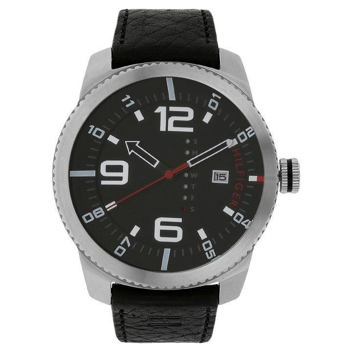 Tommy Hilfiger Quartz Analog Black Dial Leather Strap Watch for Men-NATH1791014J