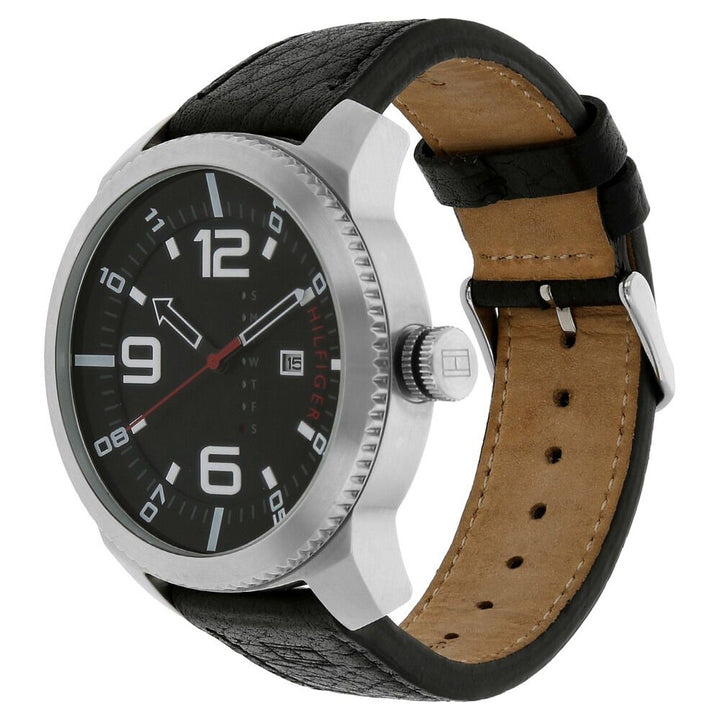 Tommy Hilfiger Quartz Analog Black Dial Leather Strap Watch for Men-NATH1791014J