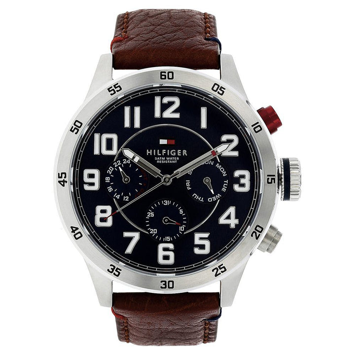 Tommy Hilfiger Quartz Analog Blue Dial Leather Strap Watch for Men-NCTH1791066W