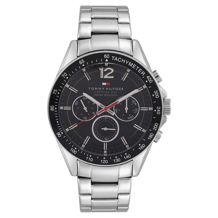 Tommy Hilfiger Quartz Multifunction Black Dial Metal Strap Watch for Men-NCTH1791104