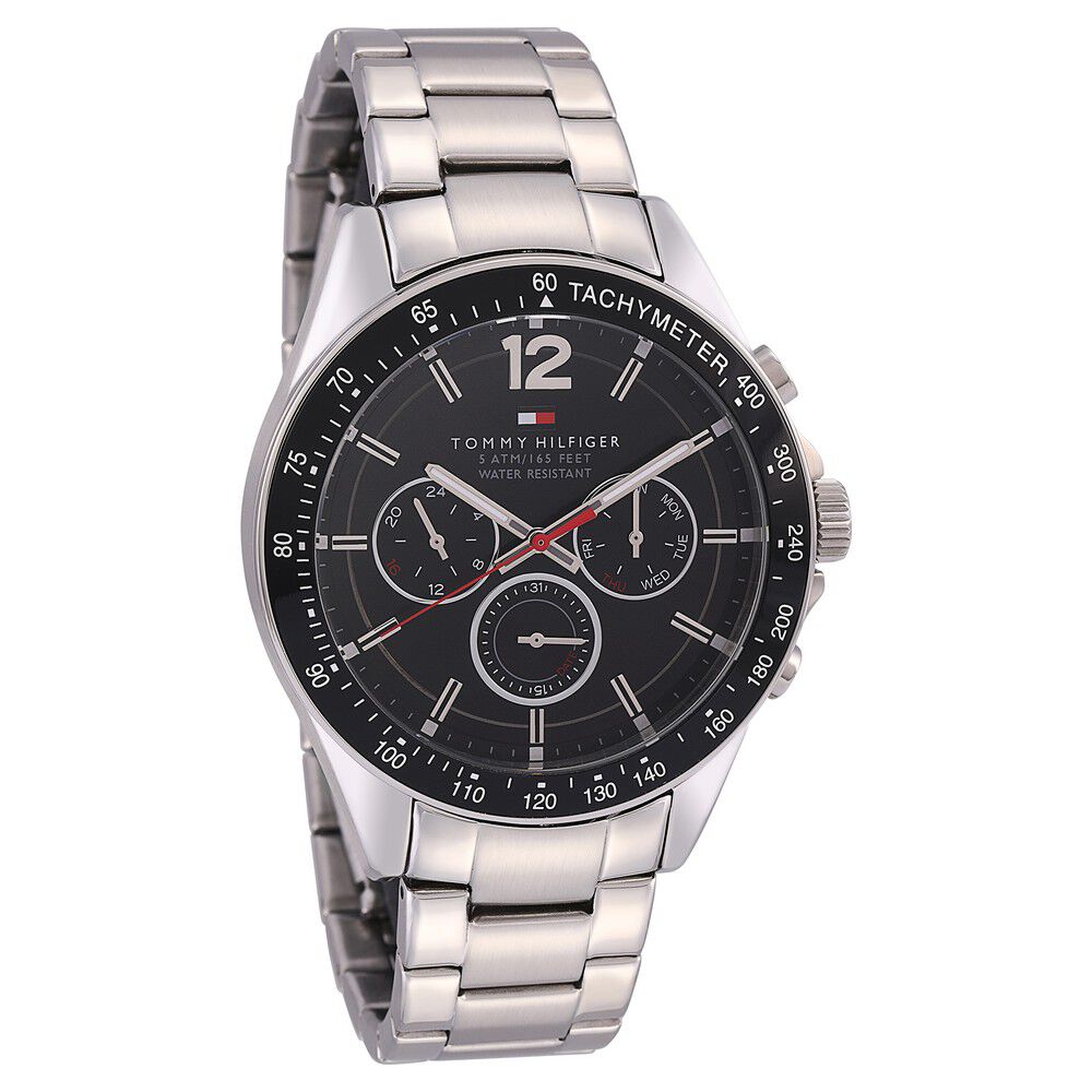 Tommy Hilfiger Quartz Multifunction Black Dial Metal Strap Watch for Men-NCTH1791104