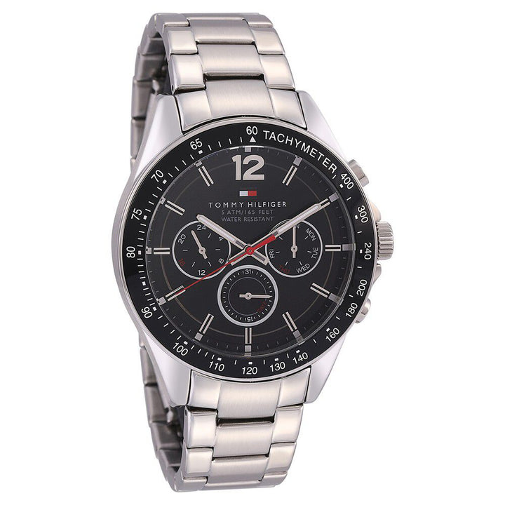 Tommy Hilfiger Quartz Multifunction Black Dial Metal Strap Watch for Men-NCTH1791104