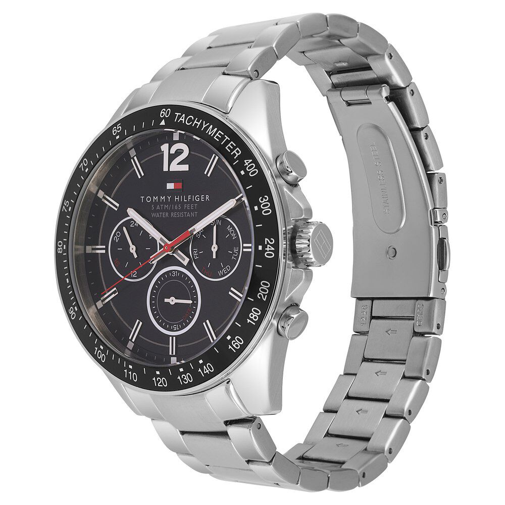 Tommy Hilfiger Quartz Multifunction Black Dial Metal Strap Watch for Men-NCTH1791104