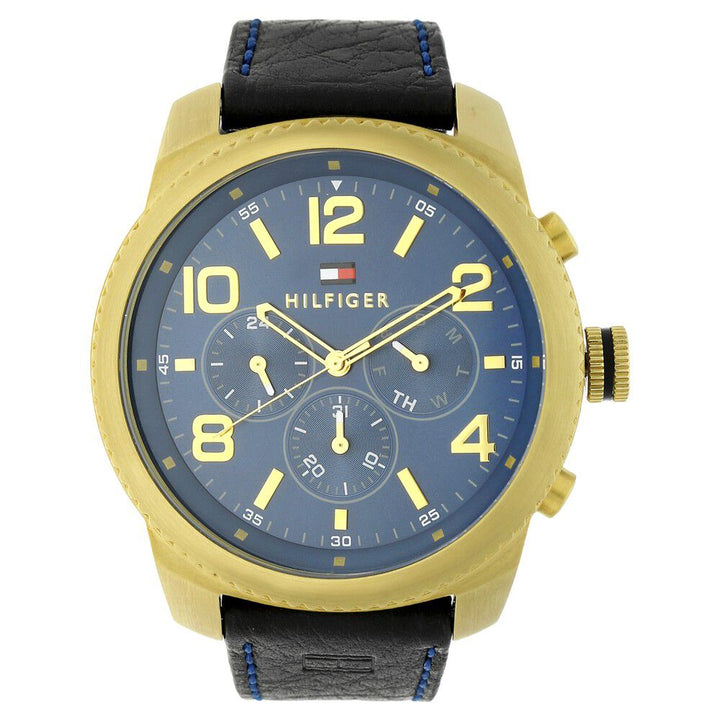 Tommy Hilfiger Quartz Chronograph Blue Dial Leather Strap Watch for Men-NATH1791108J