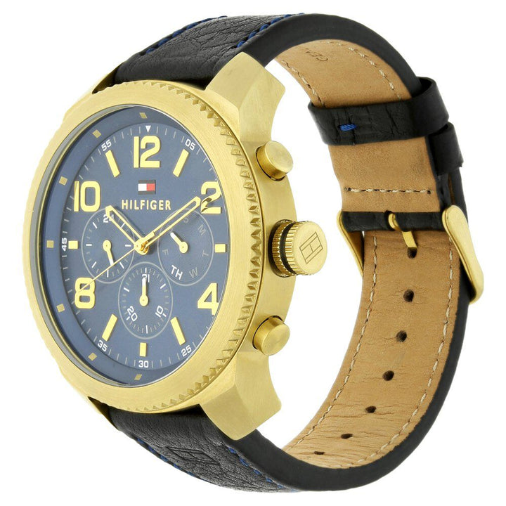 Tommy Hilfiger Quartz Chronograph Blue Dial Leather Strap Watch for Men-NATH1791108J