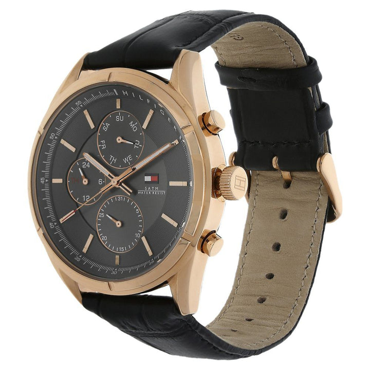 Tommy Hilfiger Quartz Analog Black Dial Leather Strap Watch for Men-NCTH1791125W