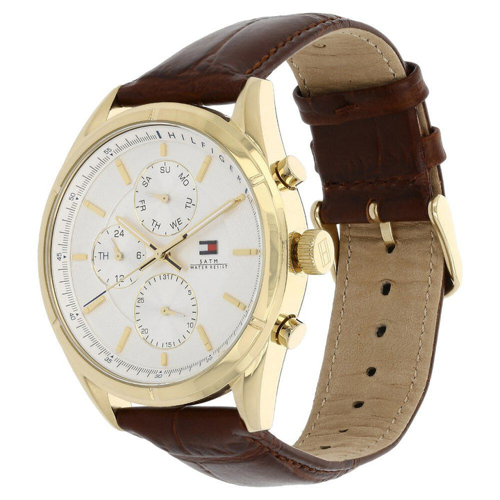 Tommy Hilfiger Quartz Analog Silver Dial Leather Strap Watch for Men-NCTH1791127