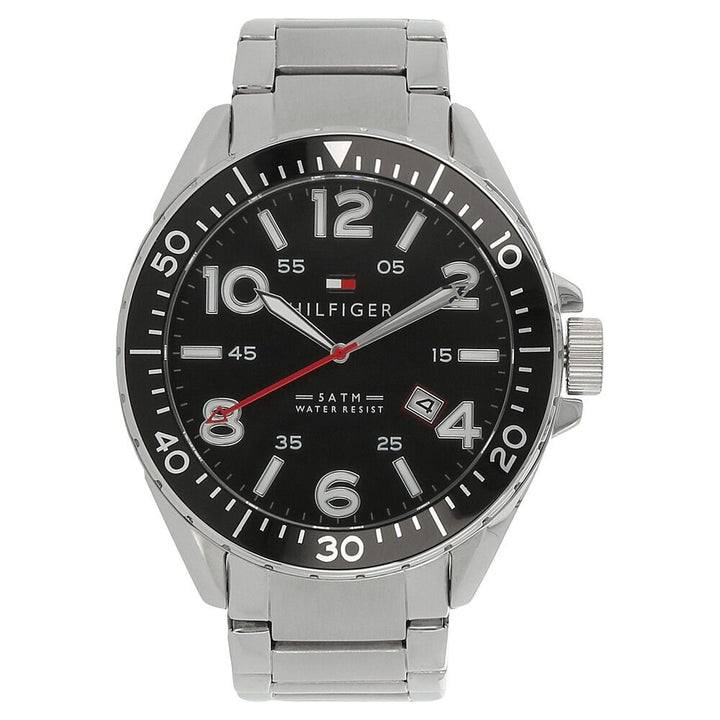 Tommy Hilfiger Quartz Analog with Day and Date Black Dial Stainless Steel Strap Watch for Men-NATH1791135J