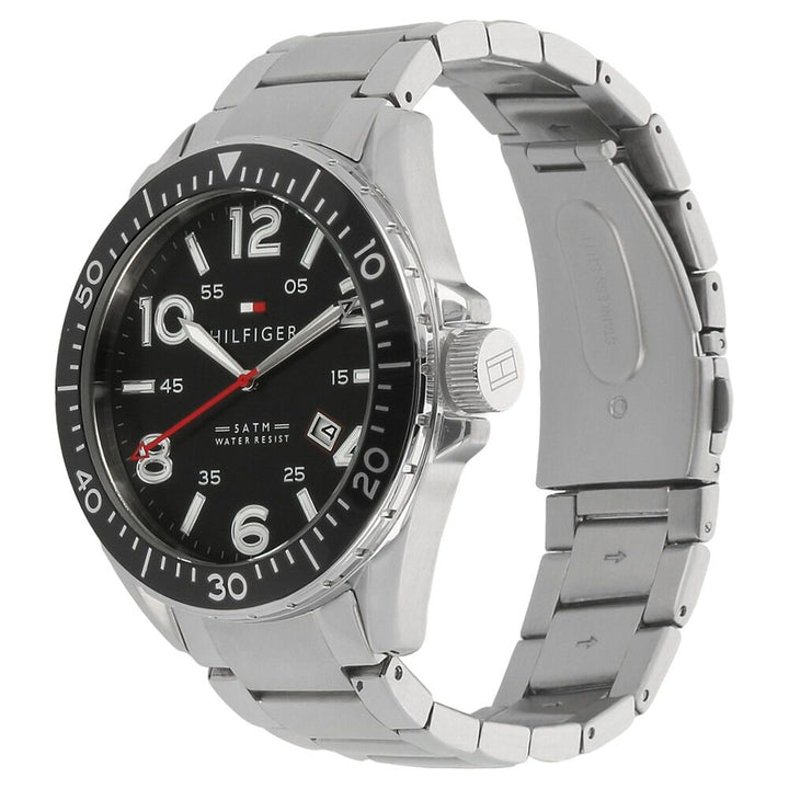 Tommy Hilfiger Quartz Analog with Day and Date Black Dial Stainless Steel Strap Watch for Men-NATH1791135J
