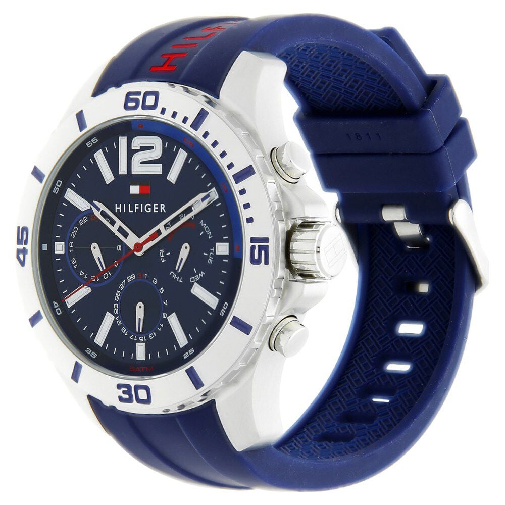 Tommy Hilfiger Quartz Multifunction Blue Dial Silicone Strap Watch for Men-NCTH1791142W