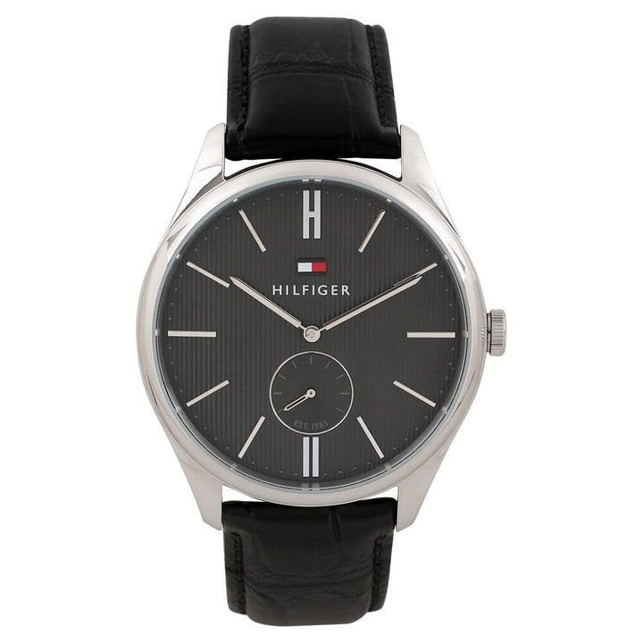 Tommy Hilfiger Quartz Analog Black Dial Leather Strap Watch for Men-NATH1791168J