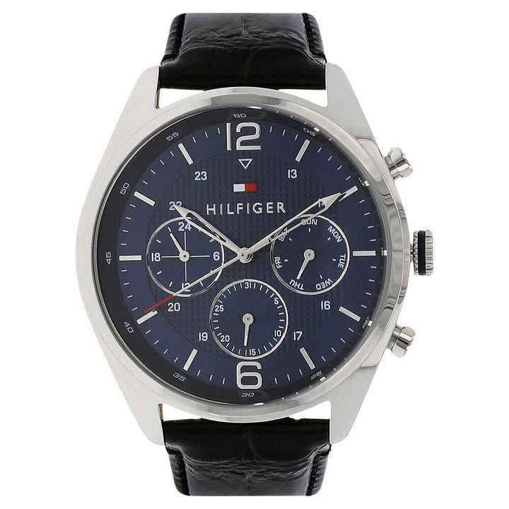 Tommy Hilfiger Quartz Multifunction Blue Dial Leather Strap Watch for Men-NCTH1791182