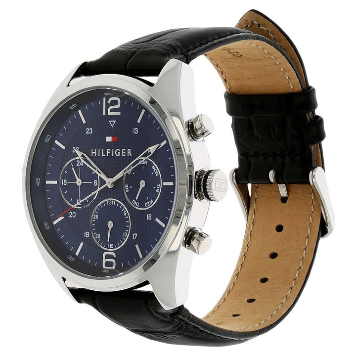 Tommy Hilfiger Quartz Multifunction Blue Dial Leather Strap Watch for Men-NCTH1791182