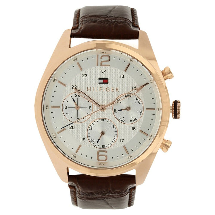Tommy Hilfiger Quartz Multifunction White Dial Leather Strap Watch for Men-NCTH1791183